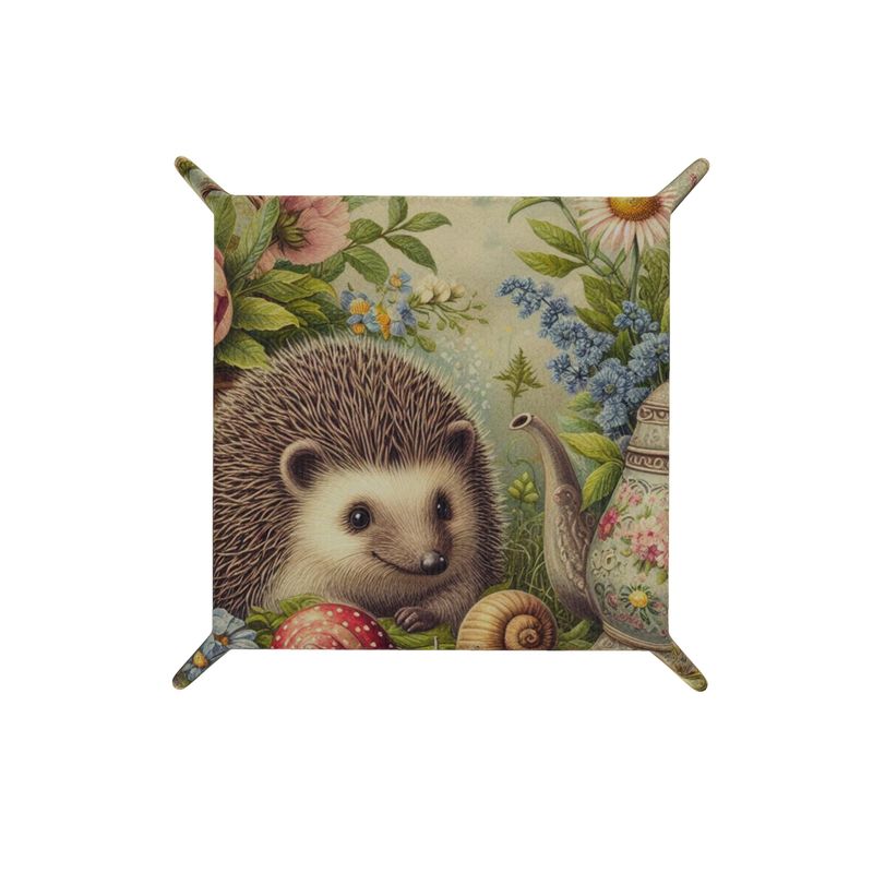 Hedgehog's Garden Party Genuine Leather Trinket Tray