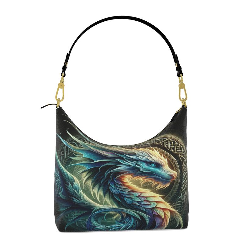 Celtic Ice Dragon Nappa Leather Square Hobo Bag