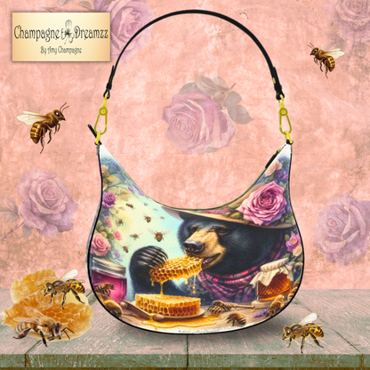 Honey Bear's Delight - Leather Curve Hobo Bag - Handmade to Order