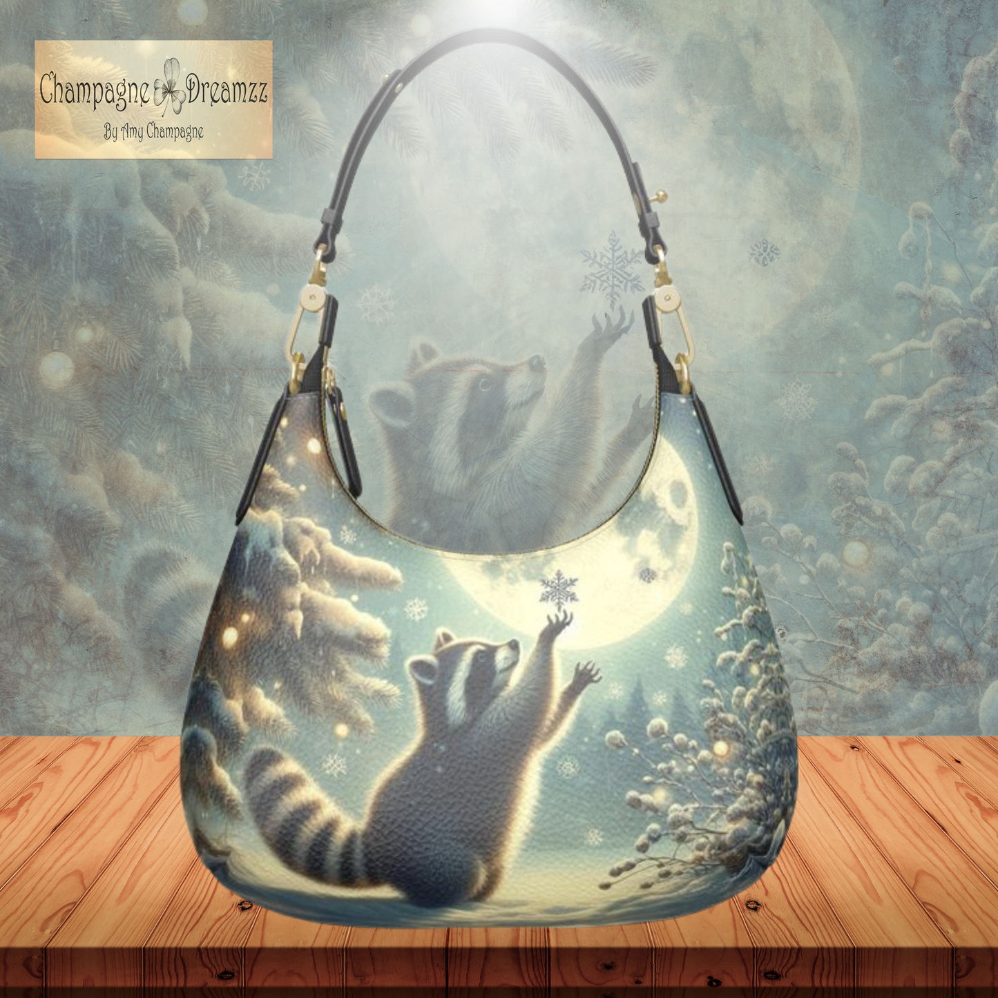 Catches Snowflakes - Leather Mini Hobo Bag - Handmade to Order