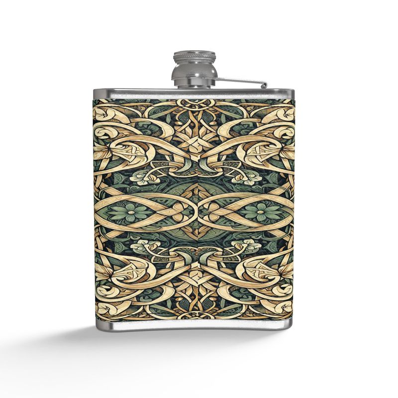 Celtic Green Dragon Leather Hip Flask - 4/6 oz- Made to Order