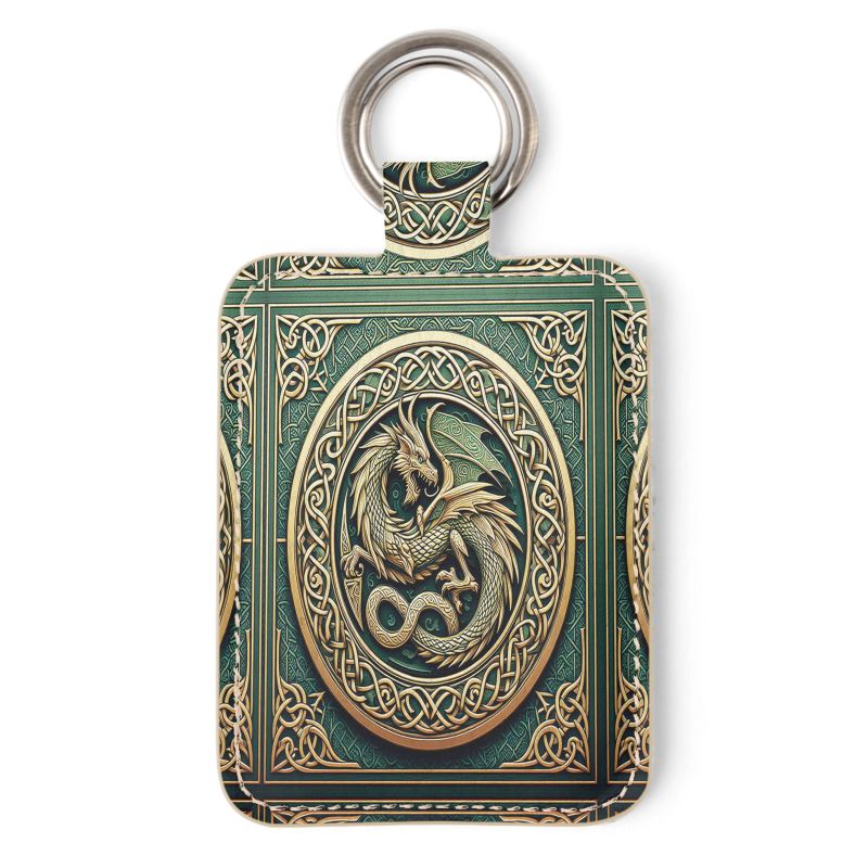 Celtic Dragon Leather Keychain in 2 Styles - Handmade to Order