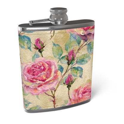 Irish Rose Leather Wrapped Hip Flask 4/6 oz - Made to Order