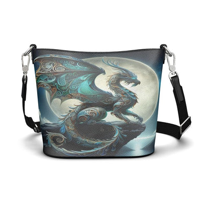 The Ice Dragon - A Large Leather Bucket Tote - Handmade to Order