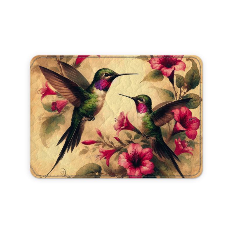 Hummingbird Fantasia Leather Card Case - Handmade to Order