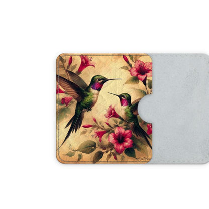 Hummingbird Fantasia Leather Card Case - Handmade to Order