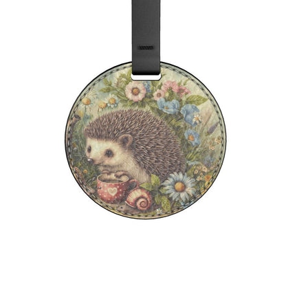 Hedgehog's Garden Party- A Leather Handbag Charm - Handmade to Order