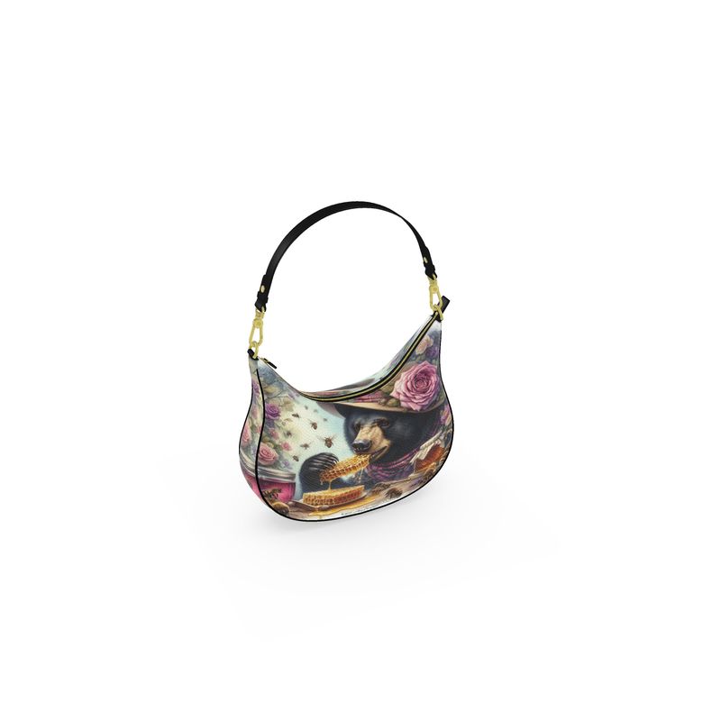 Honey Bear's Delight - Leather Curve Hobo Bag - Handmade to Order