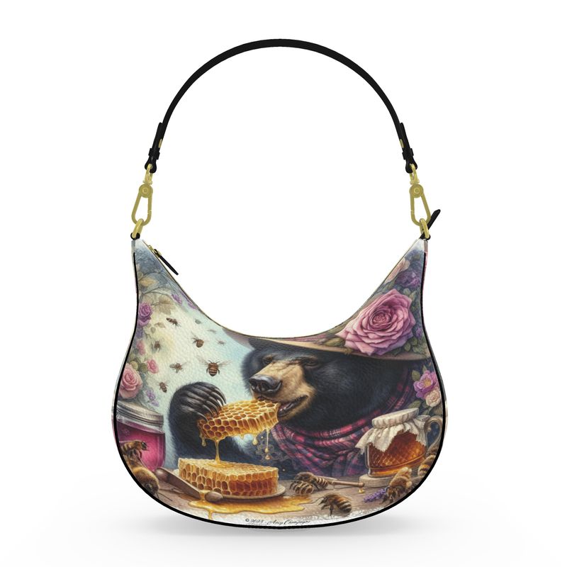 Honey Bear's Delight - Leather Curve Hobo Bag - Handmade to Order