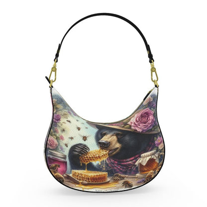 Honey Bear's Delight - Leather Curve Hobo Bag - Handmade to Order