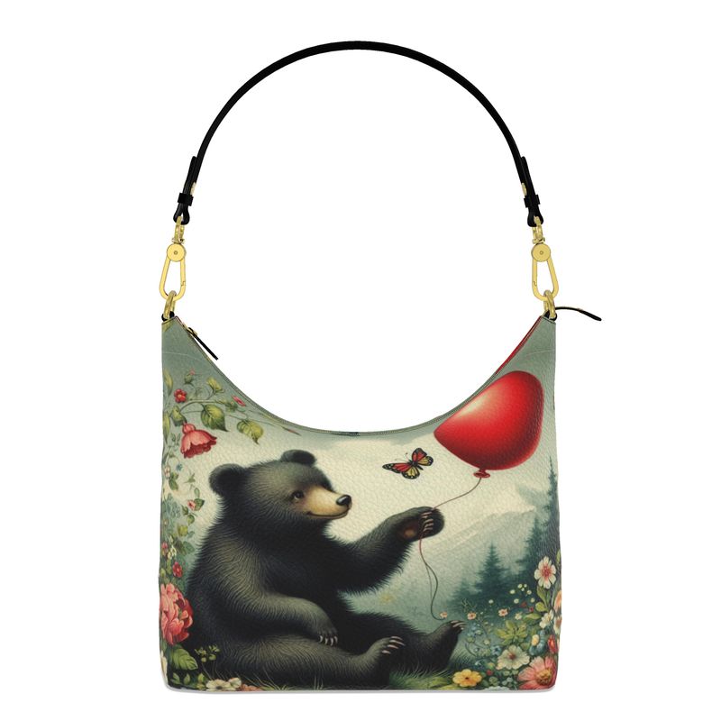 Little Bear & The Red Balloon - Leather Hobo Bag - Handmade to Order