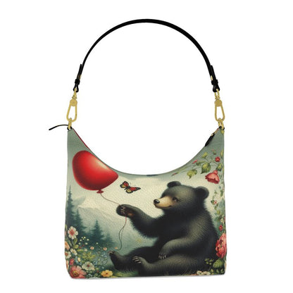 Little Bear & The Red Balloon - Leather Hobo Bag - Handmade to Order