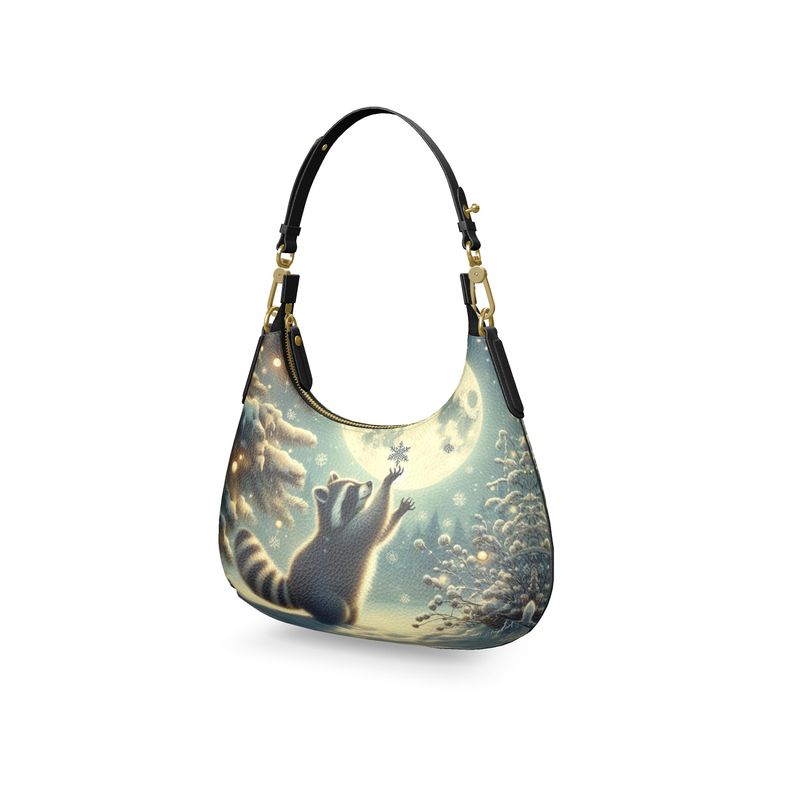 Catches Snowflakes - Leather Mini Hobo Bag - Handmade to Order