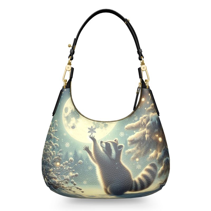 Catches Snowflakes - Leather Mini Hobo Bag - Handmade to Order