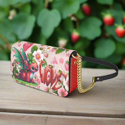 Strawberry Dragon Genuine Nappa Leather Flap-Over Box Bag