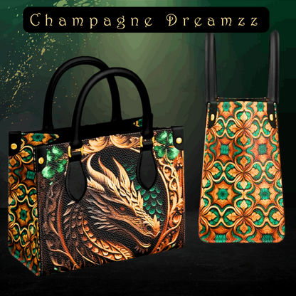 Shamrock Dragon Leather Mini Shopper Bag -Handmade to Order - Contrado