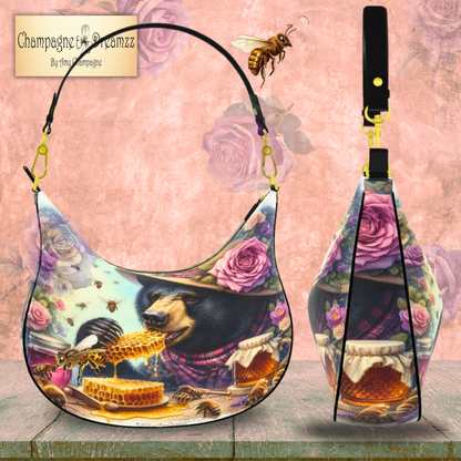 Honey Bear's Delight - Leather Curve Hobo Bag - Handmade to Order