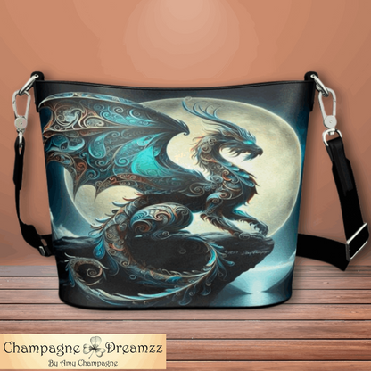 The Ice Dragon - A Large Leather Bucket Tote - Handmade by Contrado