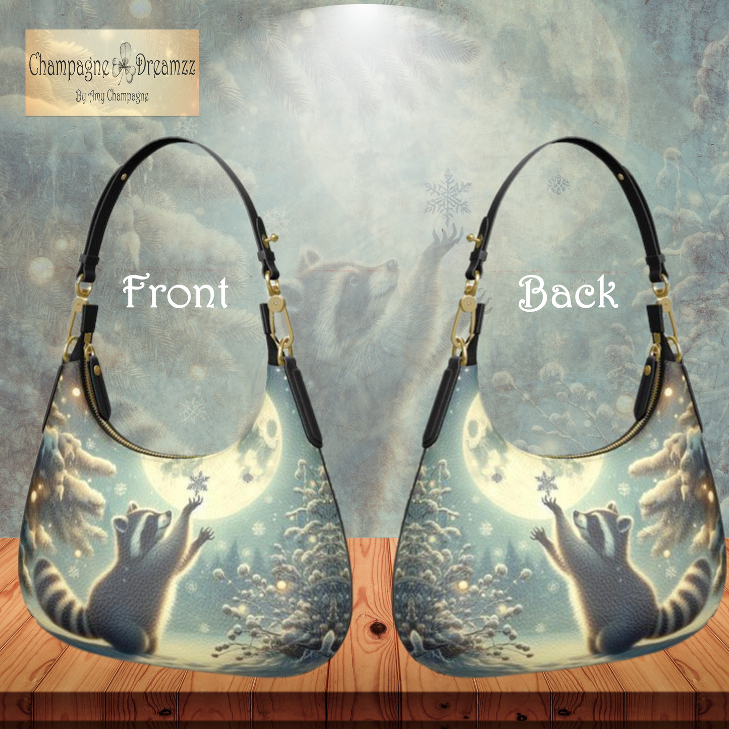 Catches Snowflakes - Leather Mini Hobo Bag - Handmade to Order