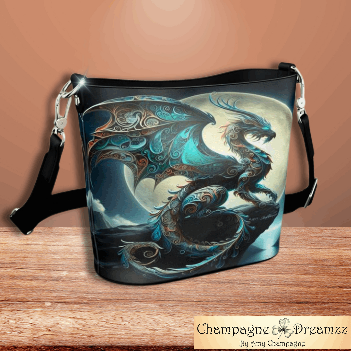 The Ice Dragon - A Large Leather Bucket Tote - Handmade by Contrado