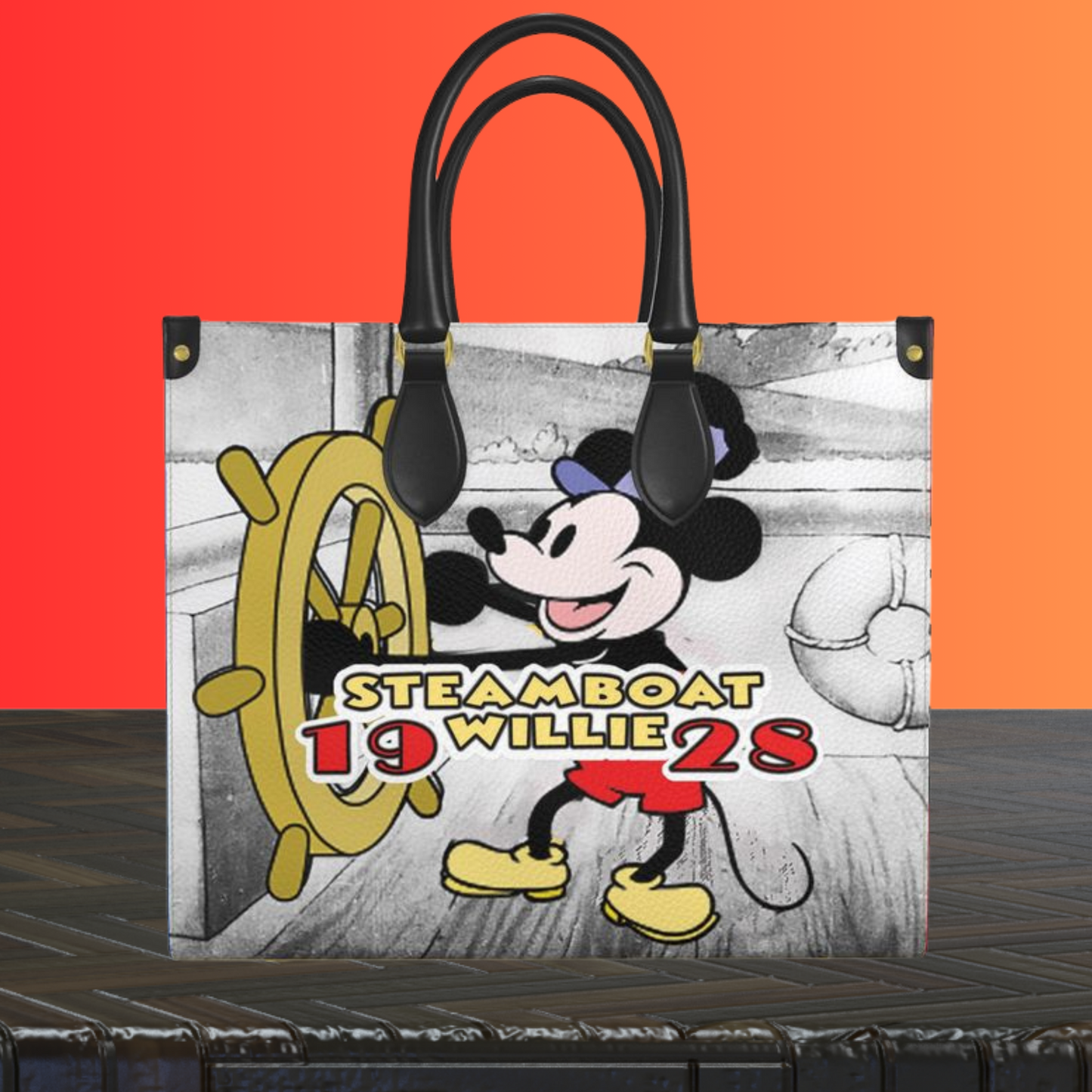 Steamboat Willie - Large Leather Shopper - Handmade to Order