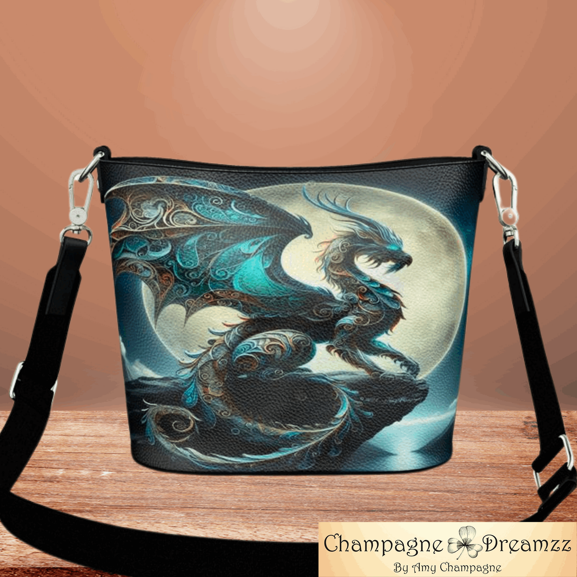 The Ice Dragon - A Large Leather Bucket Tote - Handmade by Contrado