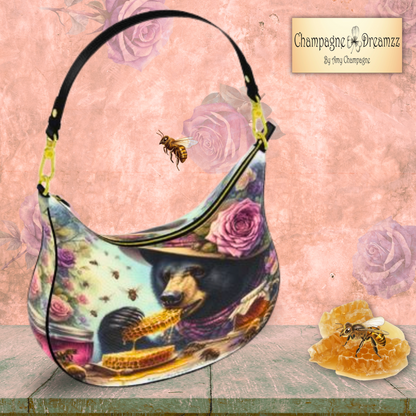 Honey Bear's Delight - Leather Curve Hobo Bag - Handmade to Order