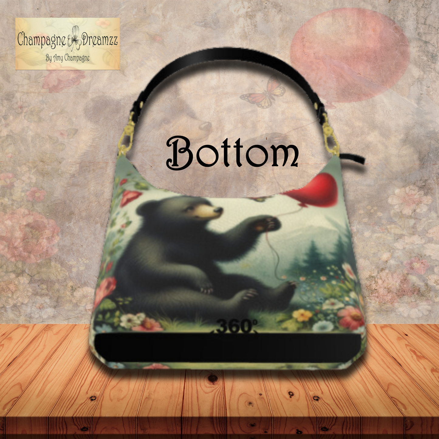 Little Bear & The Red Balloon - Leather Hobo Bag - Handmade to Order