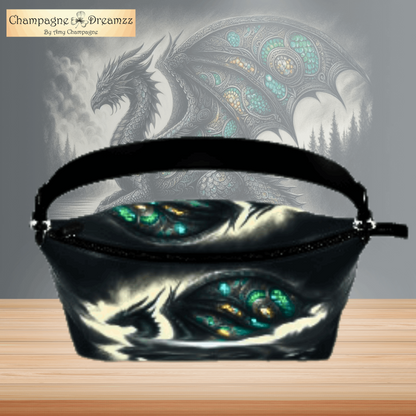 Black Celtic Dragon - Leather Square Hobo Bag Handmade by Contrado