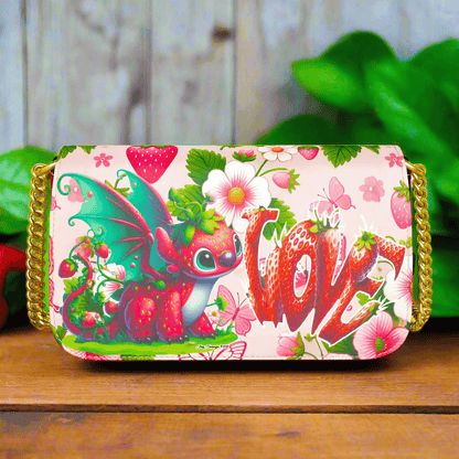 Strawberry Dragon Genuine Nappa Leather Flap-Over Box Bag