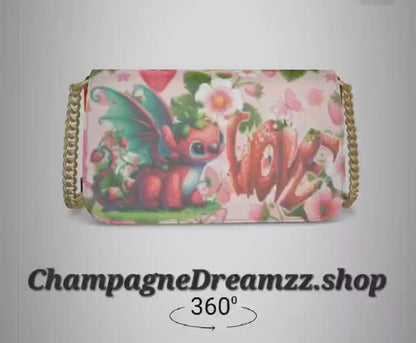 Strawberry Dragon Genuine Nappa Leather Flap-Over Box Bag