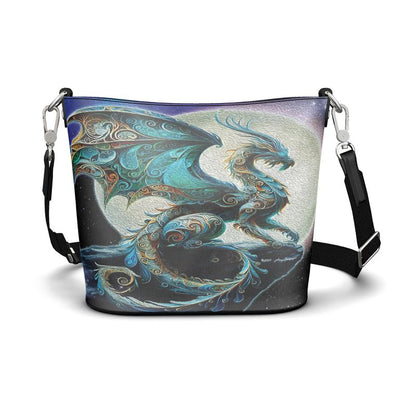 The Ice Dragon - A Large Leather Bucket Tote - Handmade to Order