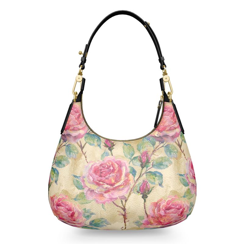 Irish Rose - Leather Mini Curve Bag - Handmade to Order