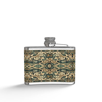 Celtic Green Dragon Leather Hip Flask - 4/6 oz- Made to Order