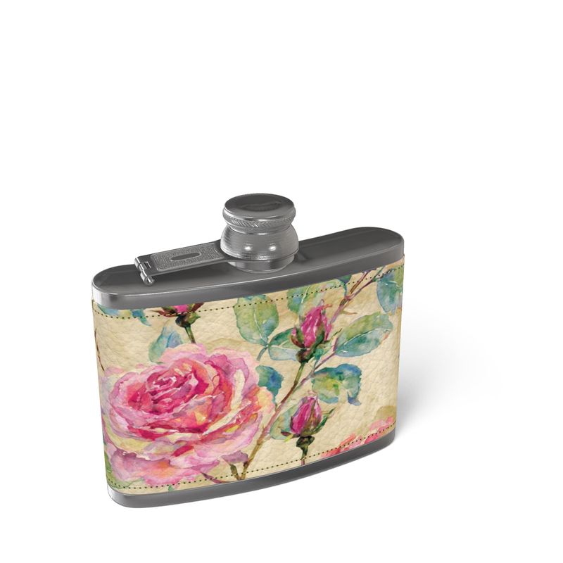 Irish Rose Leather Wrapped Hip Flask 4/6 oz - Made to Order