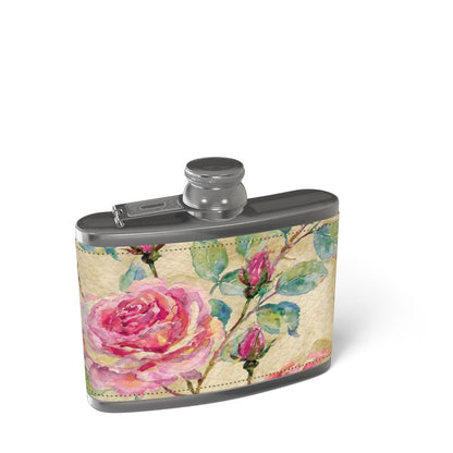 Irish Rose Leather Wrapped Hip Flask 4/6 oz - Made to Order