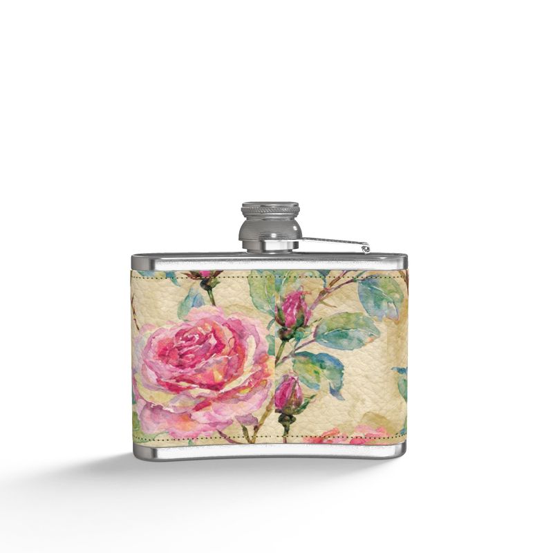 Irish Rose Leather Wrapped Hip Flask 4/6 oz - Made to Order