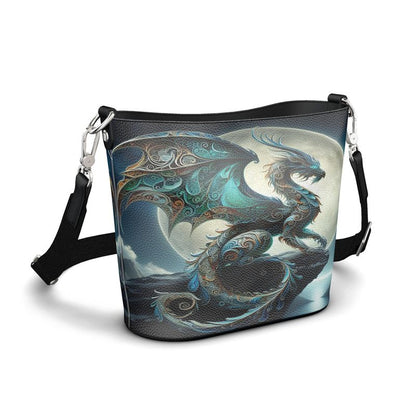 The Ice Dragon - A Large Leather Bucket Tote - Handmade to Order