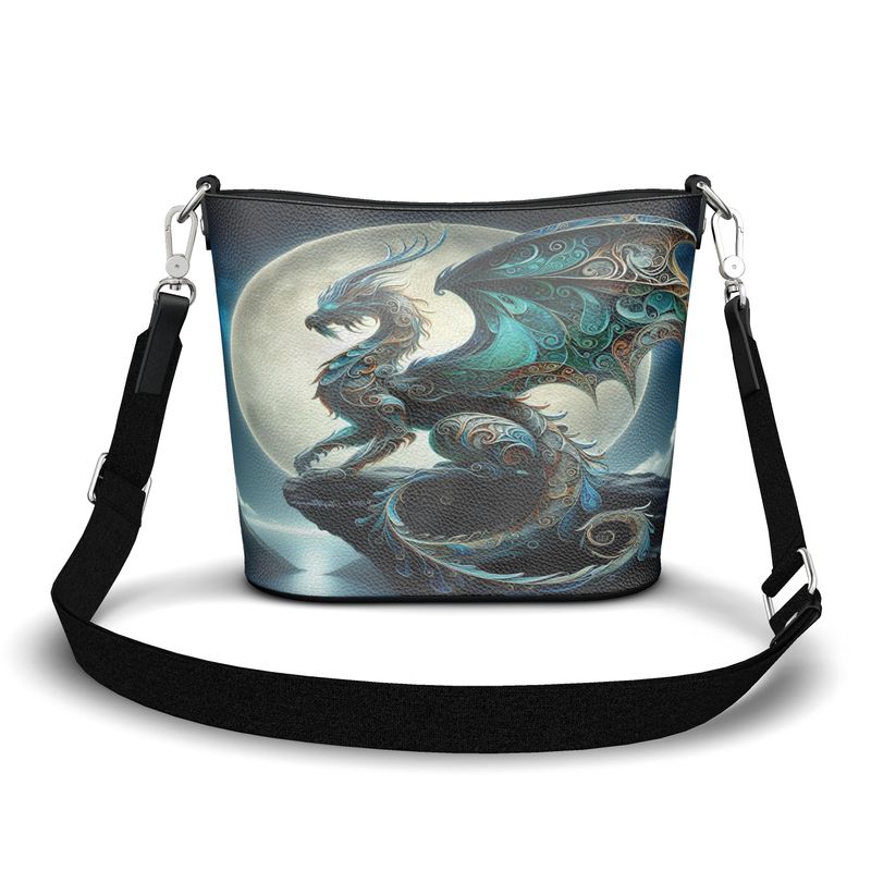 The Ice Dragon - A Large Leather Bucket Tote - Handmade to Order